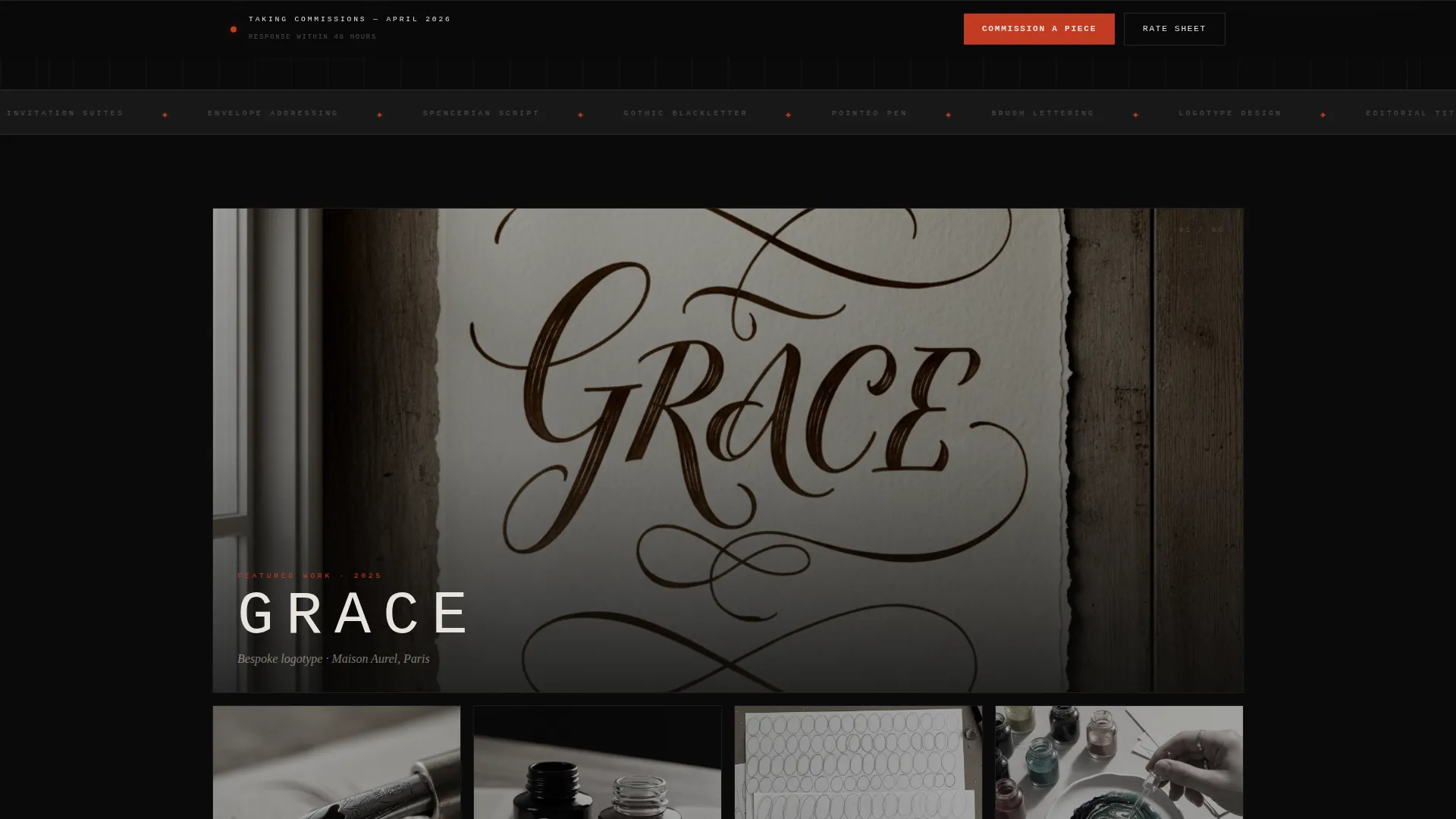 Bold Calligrapher Portfolio Landing Page Template