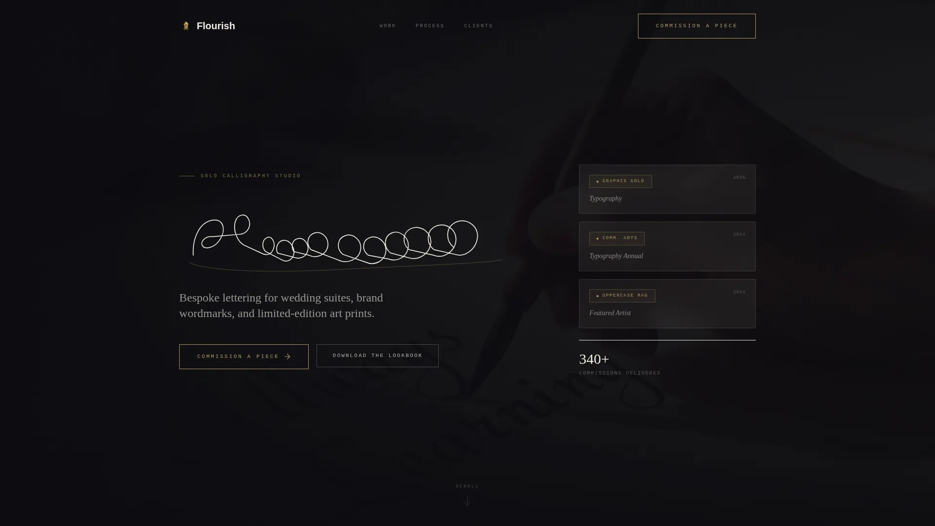 Dark Immersive Calligrapher Landing Page Template