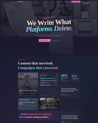 Bento Grid Landing Page for Cannabis Content Agencies