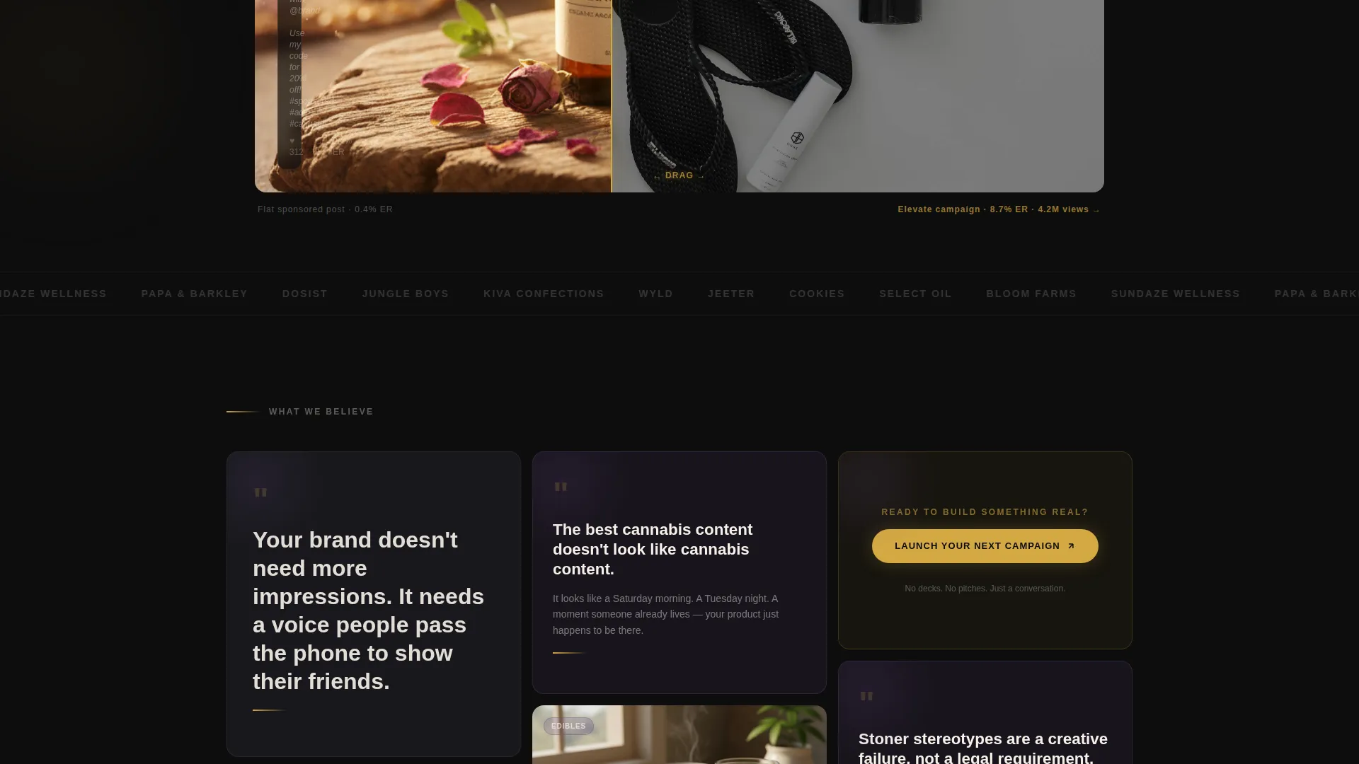 Cannabis Influencer Marketing Agency Landing Page