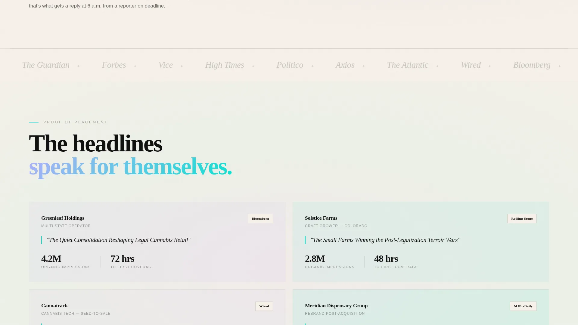 Cannabis PR Agency Landing Page Template