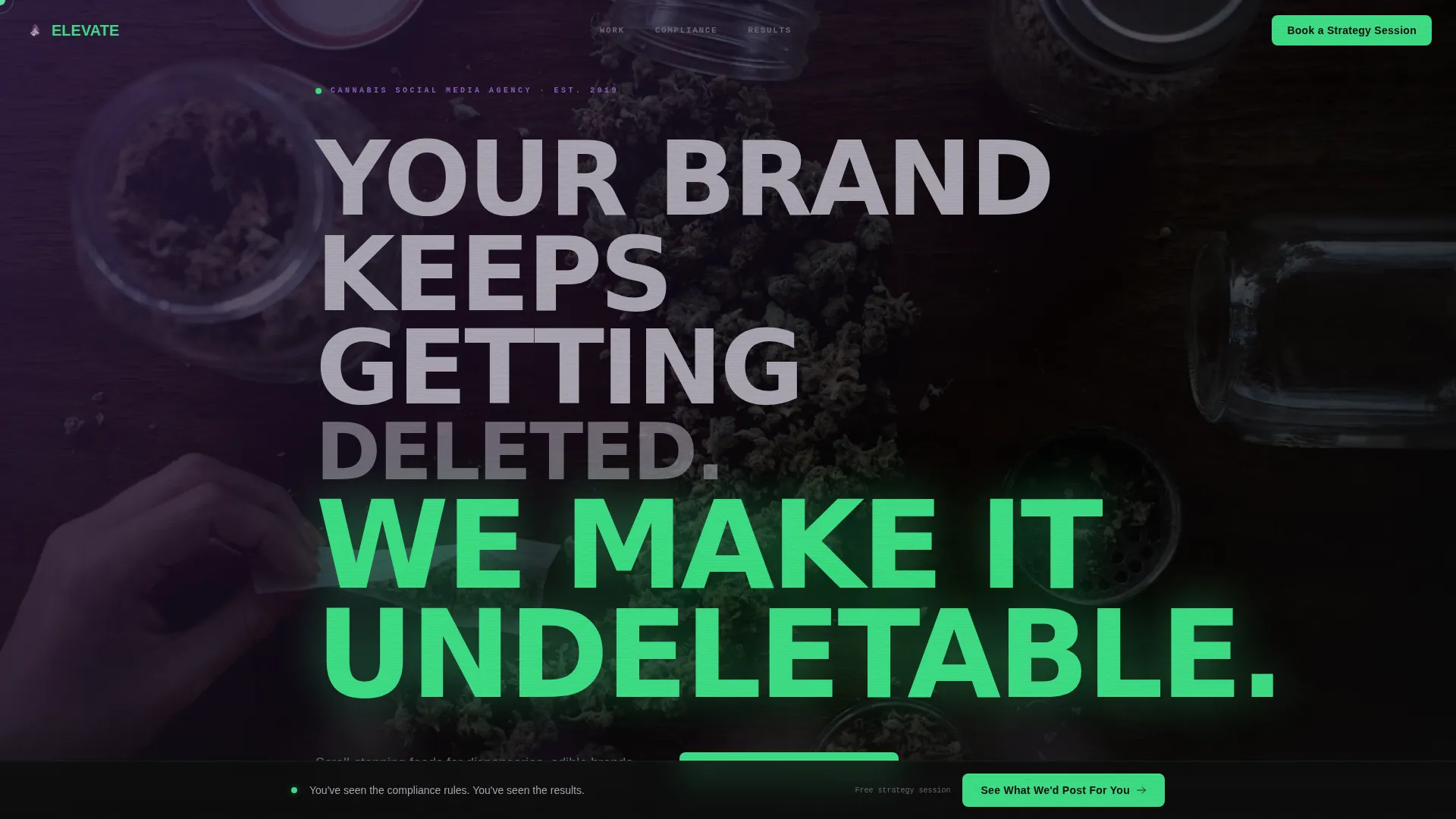 Cannabis Social Media Agency Landing Page Template