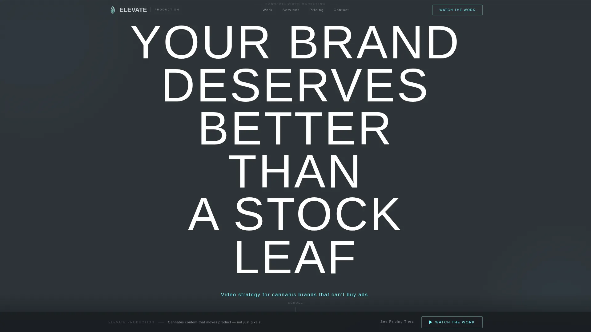 Bento Grid Landing Page for Cannabis Video Agencies