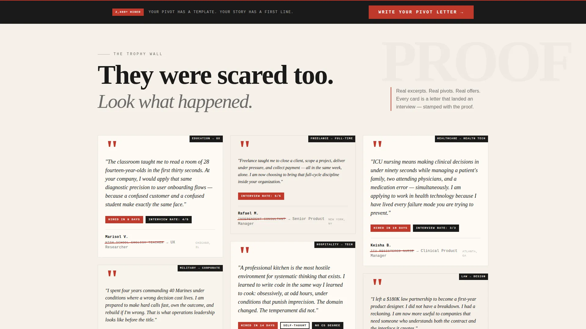 Bold Career Changer Cover Letter Landing Page Template