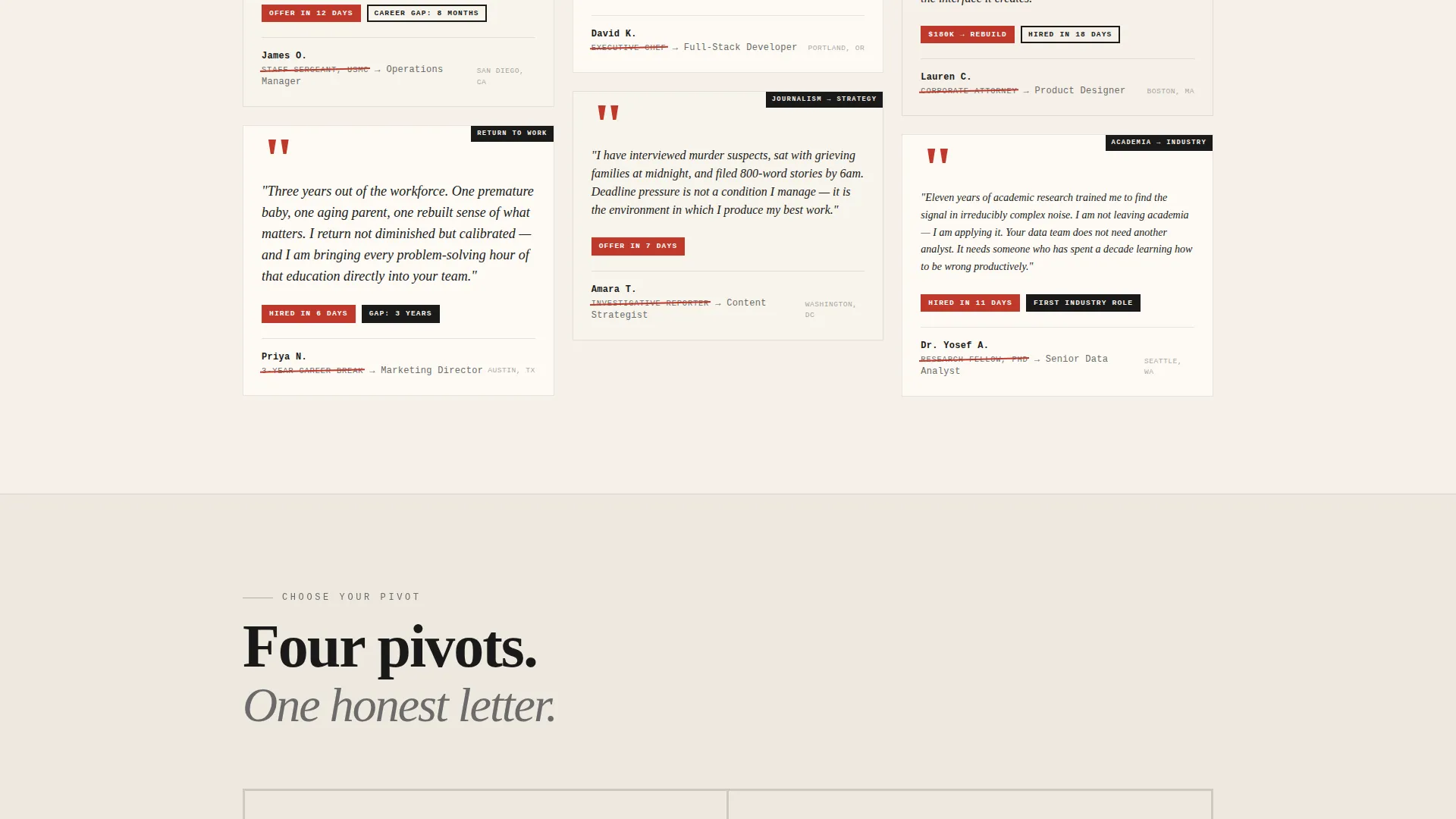 Bold Career Changer Cover Letter Landing Page Template