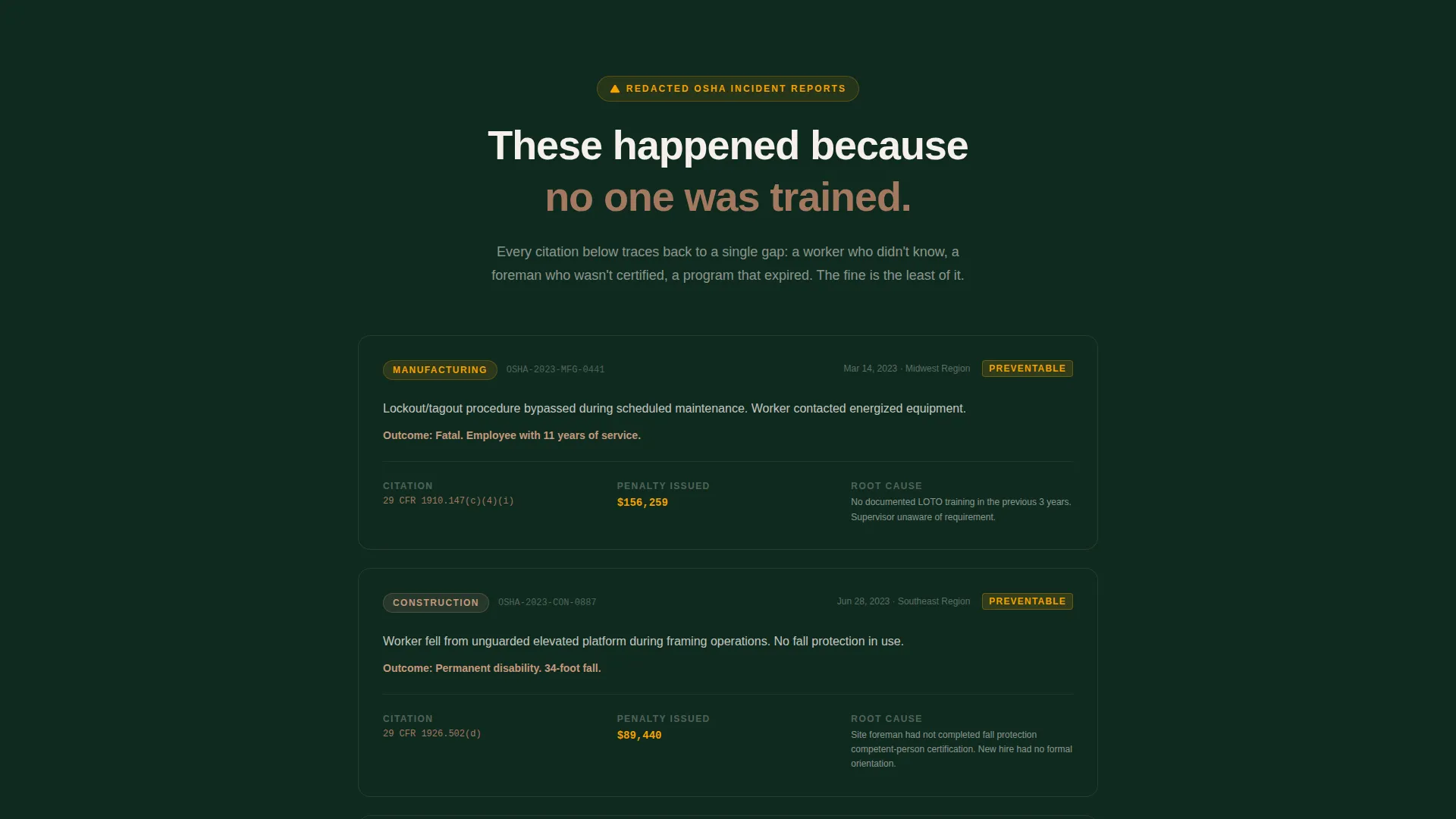 OSHA Safety Certification Landing Page Template
