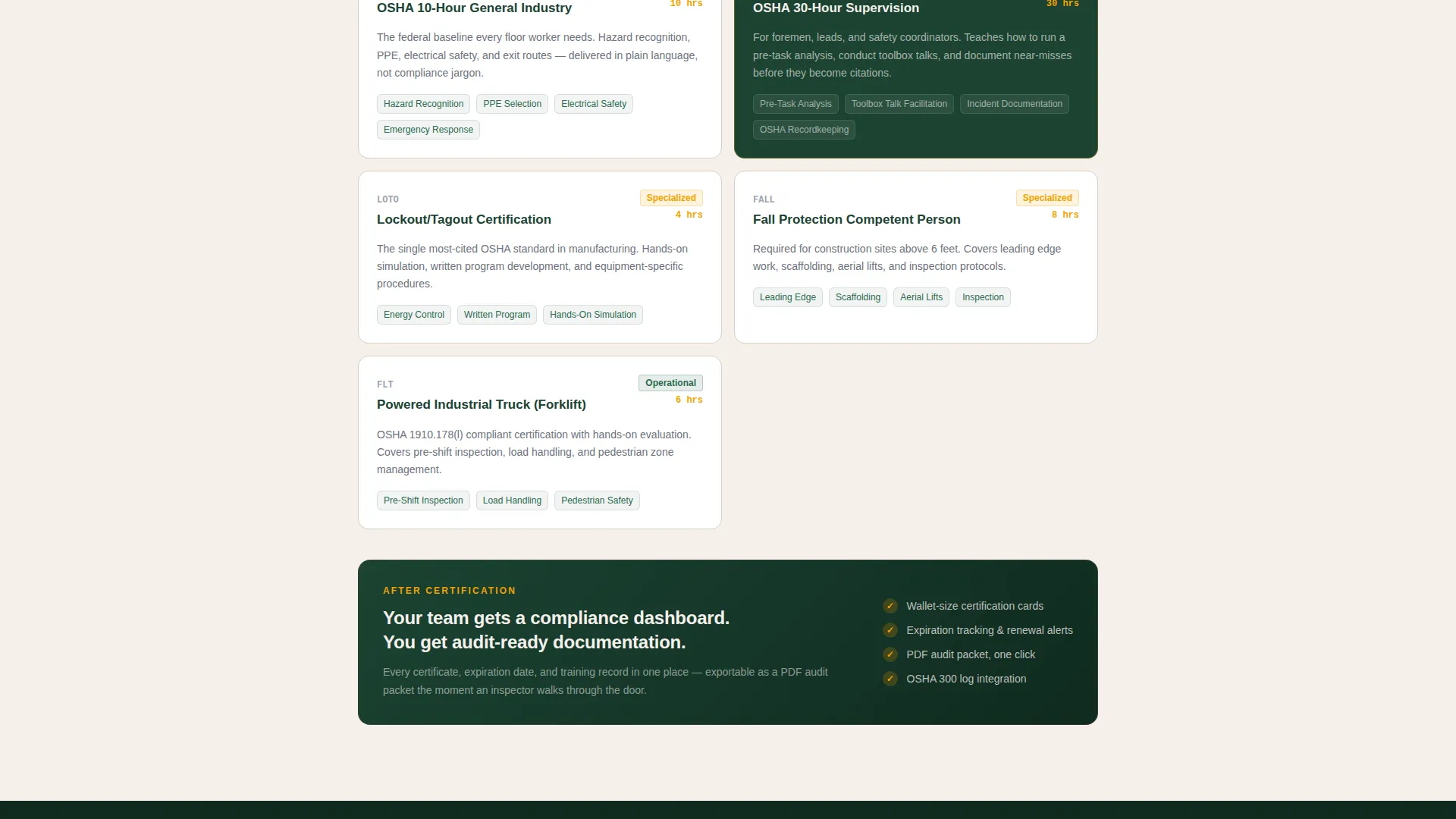 OSHA Safety Certification Landing Page Template