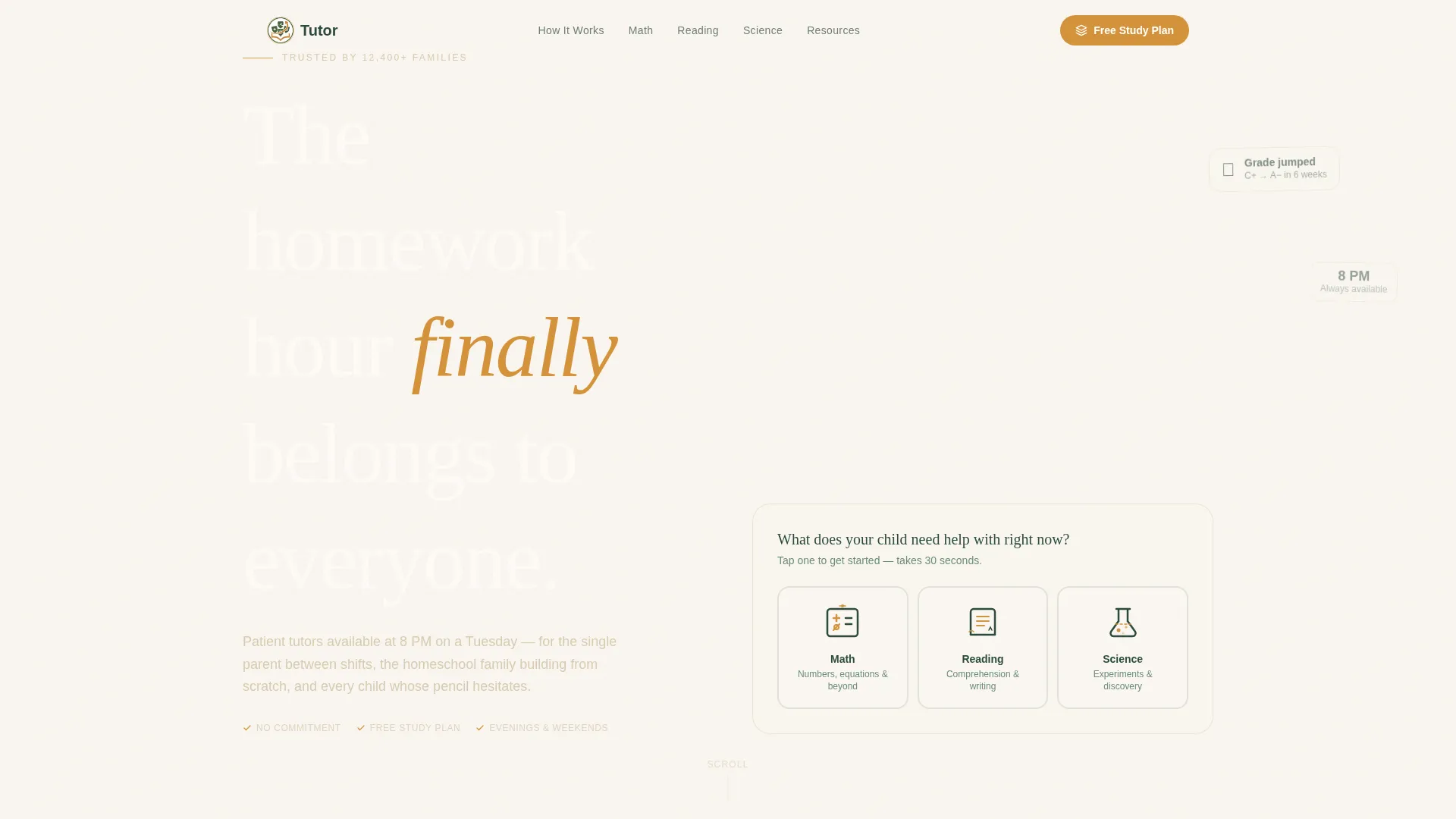 Online Tutoring Landing Page Template for Families