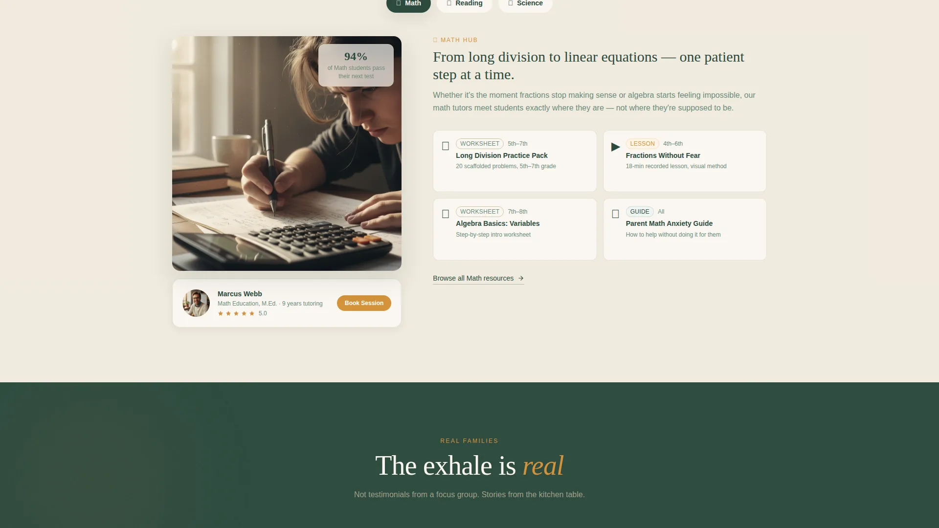 Online Tutoring Landing Page Template for Families