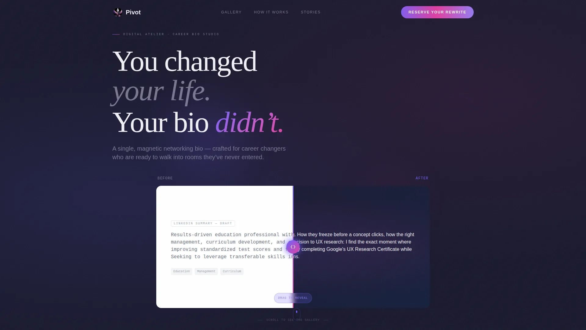 Career Changer Networking Bio Landing Page Template