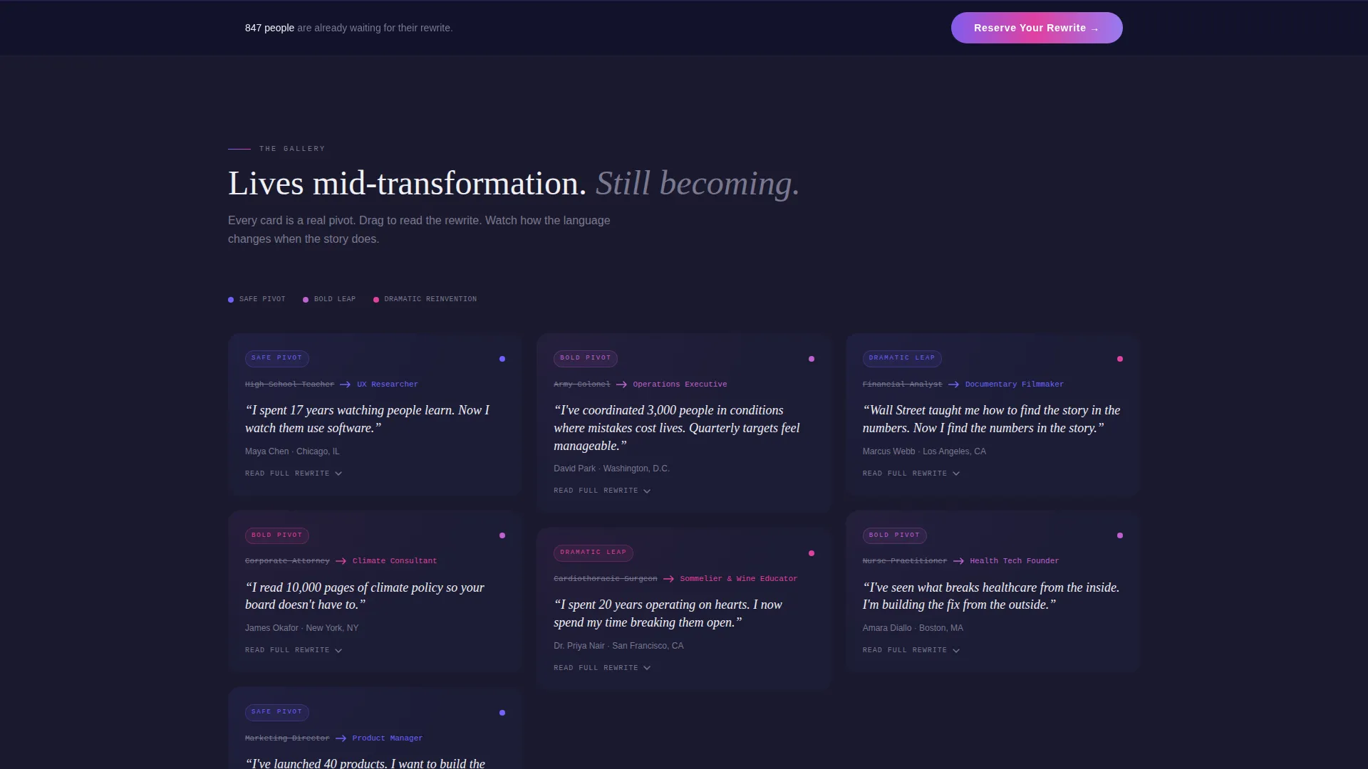 Career Changer Networking Bio Landing Page Template