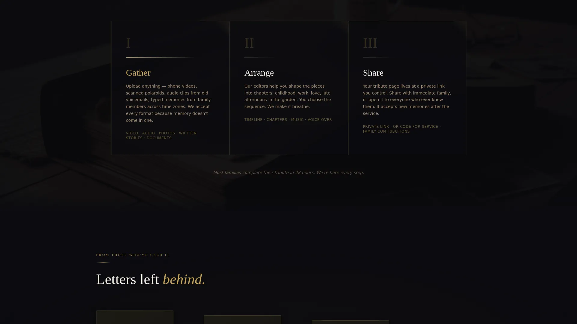 Cinematic Memorial Landing Page Template