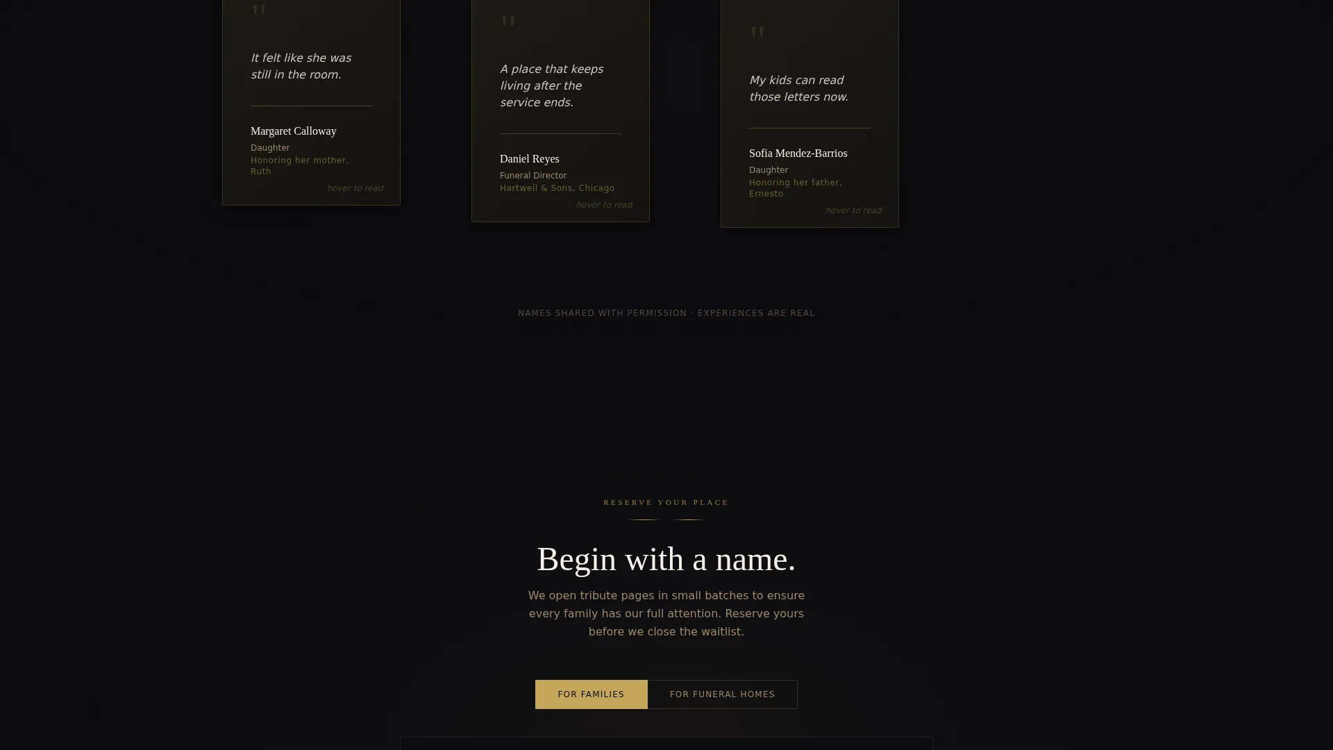Cinematic Memorial Landing Page Template