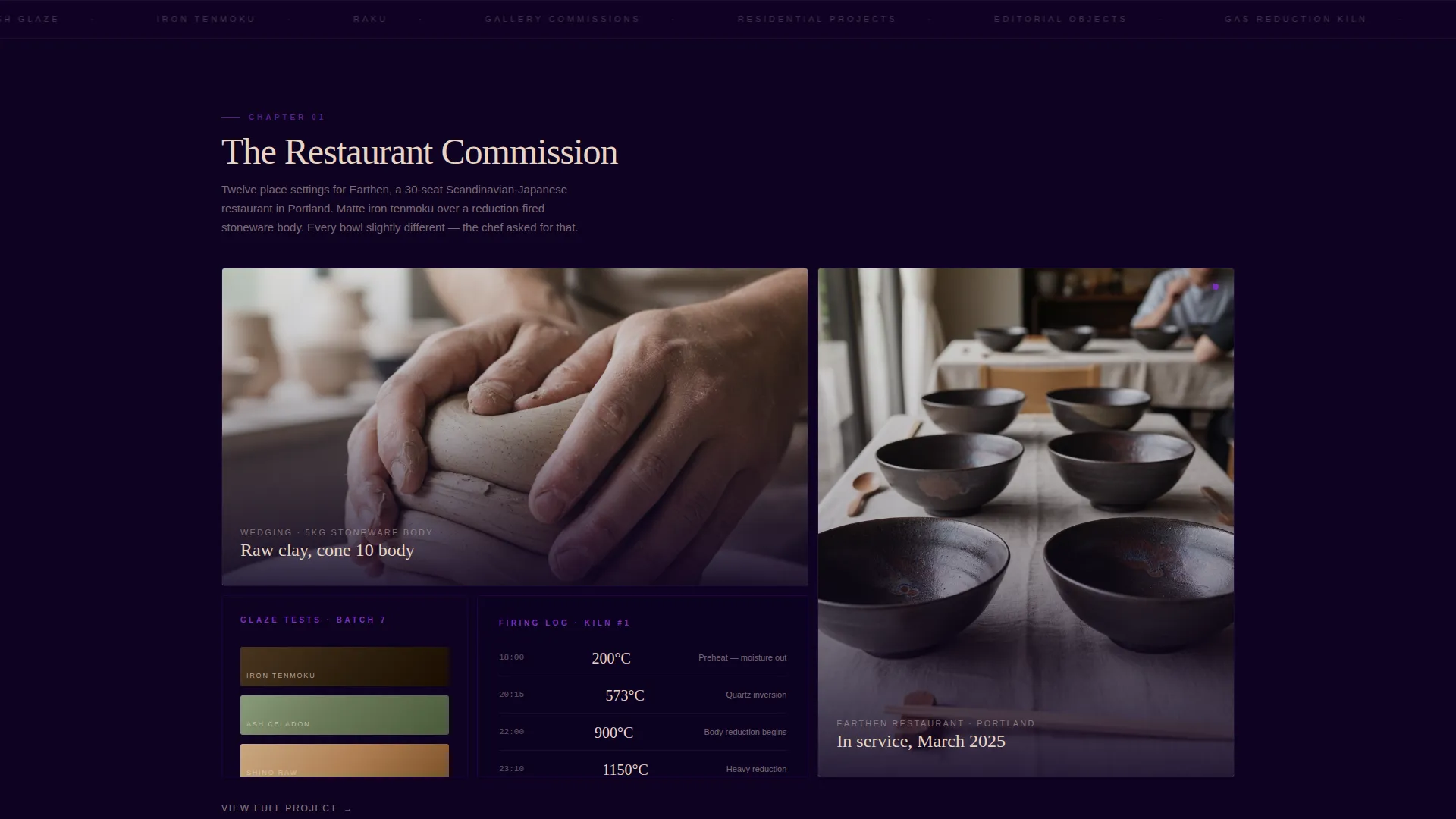 Ceramicist Bento Grid Portfolio Landing Page Template