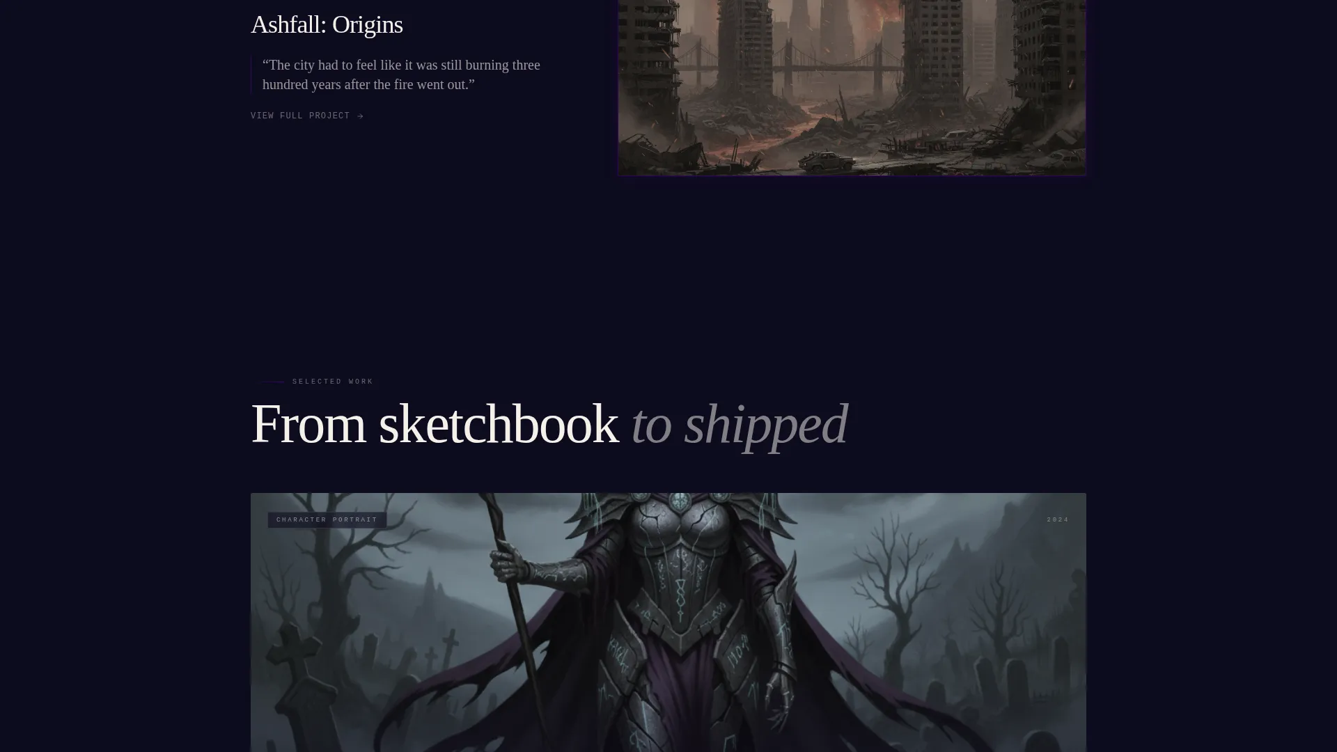 Character & Concept Art Portfolio Landing Page