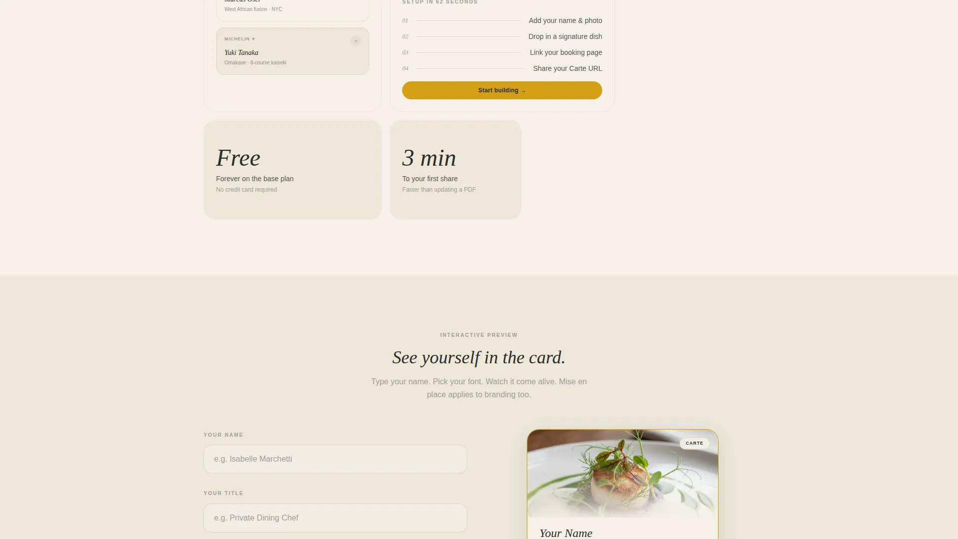 Chef Profile Booking Website Template