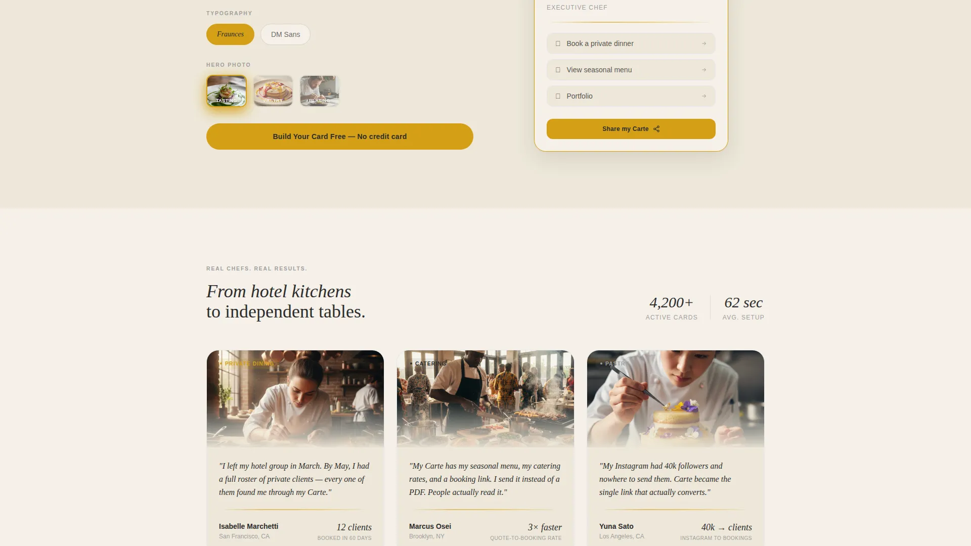 Chef Profile Booking Website Template