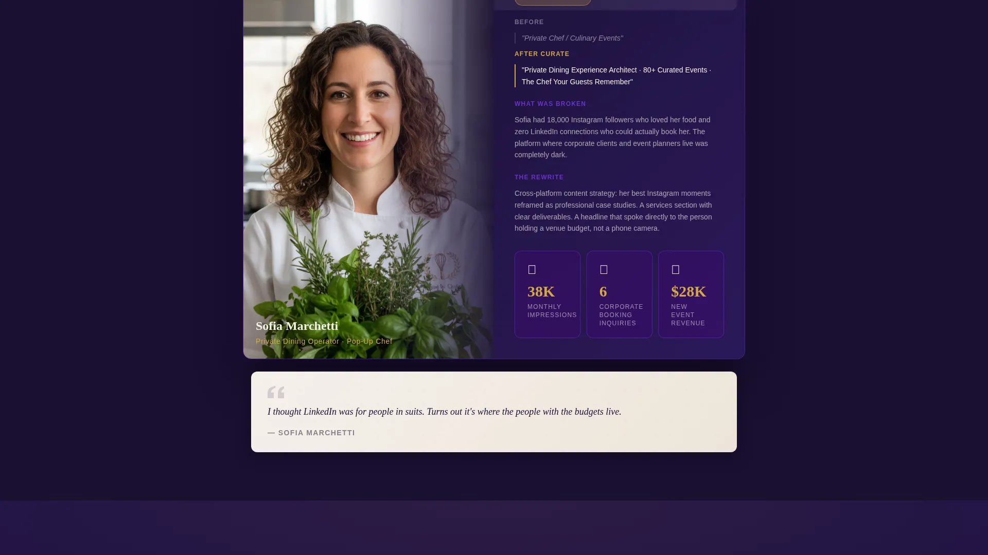 Specialist Chef Profile Professional Website Template