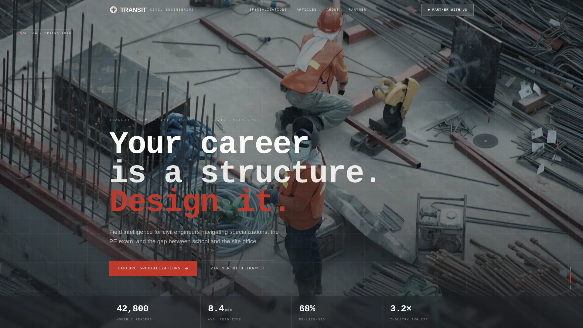 Civil Engineer Profile Careers Website Template