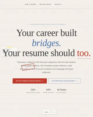 Civil Engineer Profile Specialist Careers Website Template