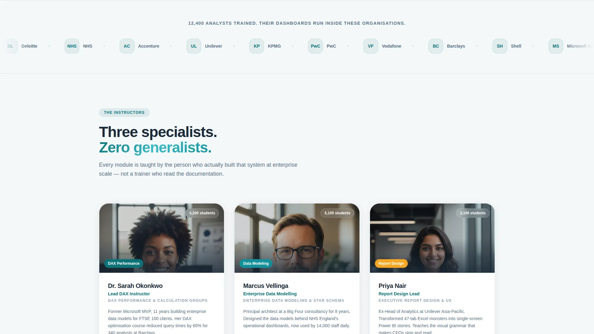 Power BI Course Landing Page Template