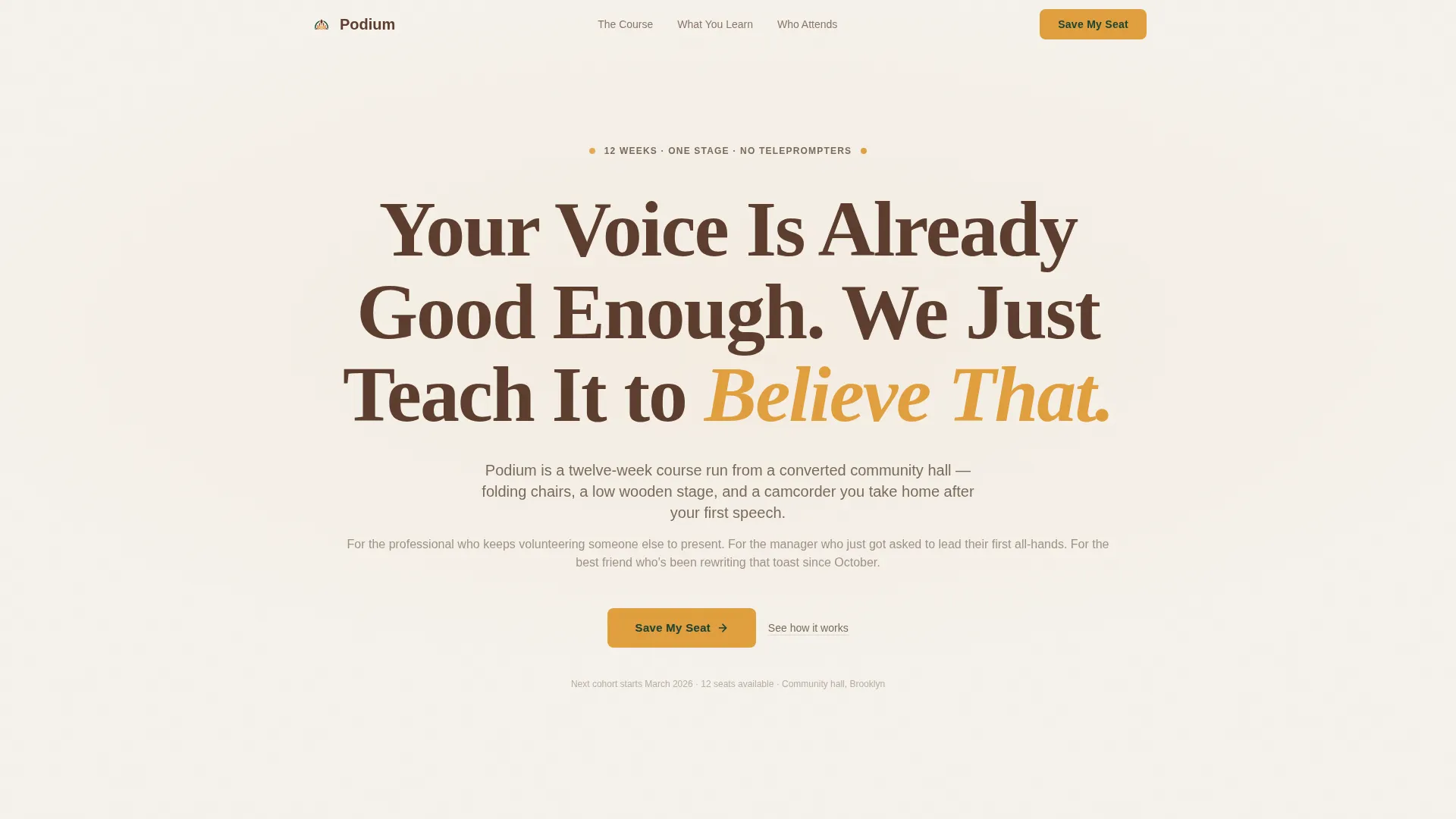 Public Speaking Course Landing Page Template