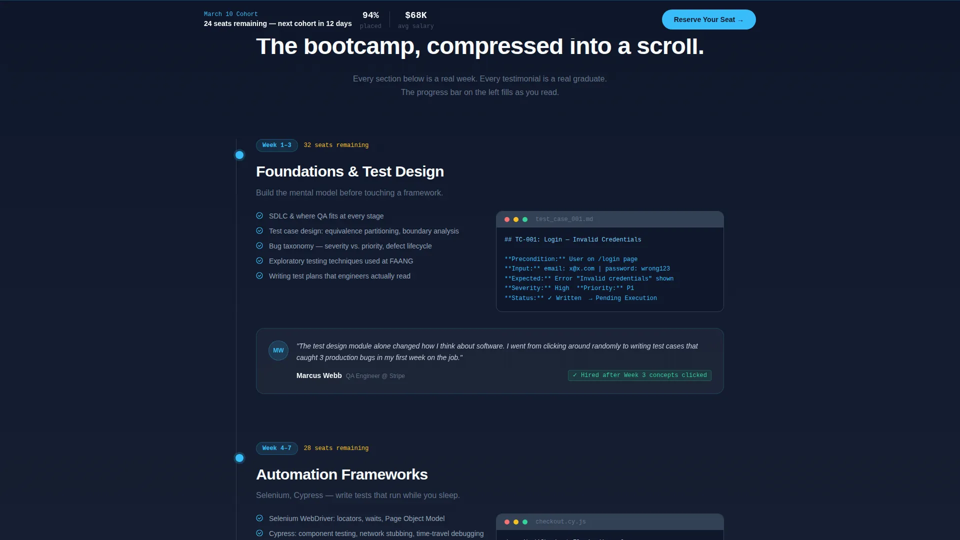 QA Engineering Bootcamp Landing Page Template