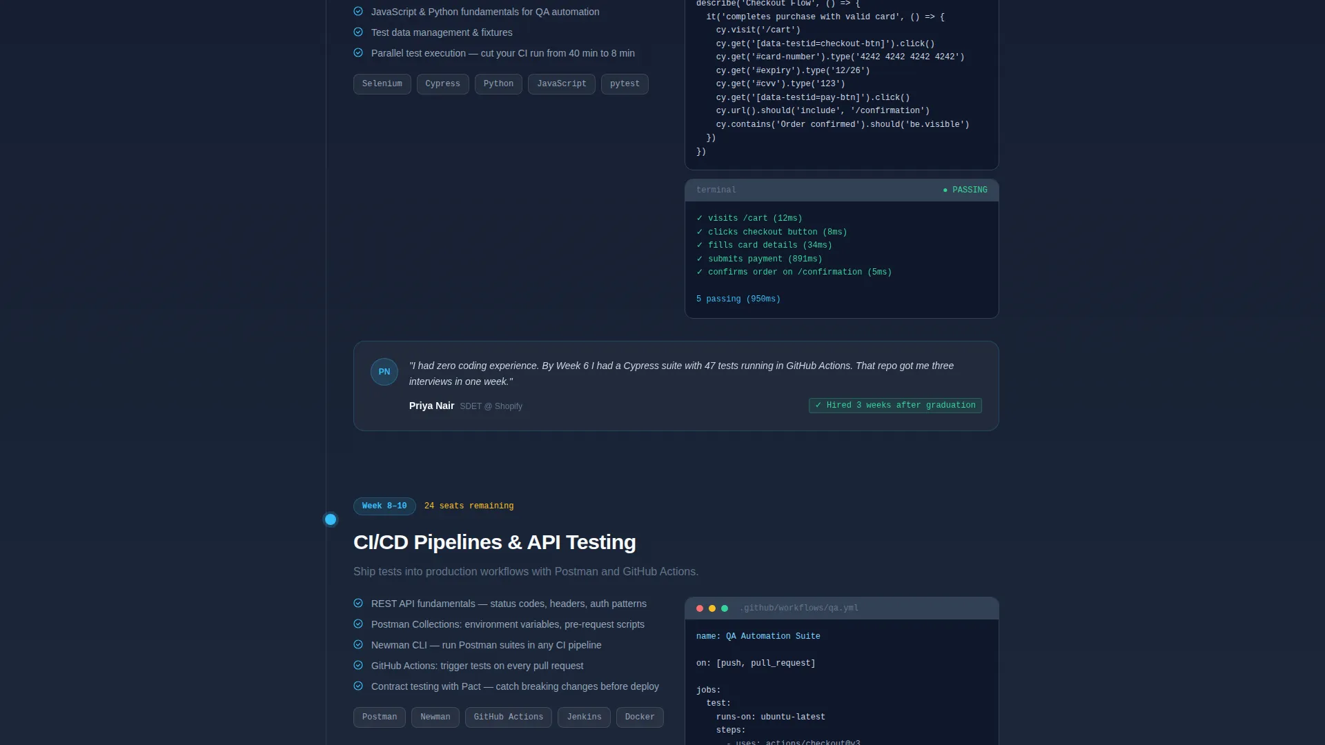 QA Engineering Bootcamp Landing Page Template