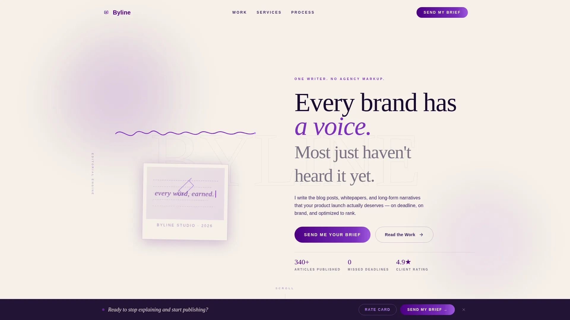 Writing & Content Portfolio Blog Website Template