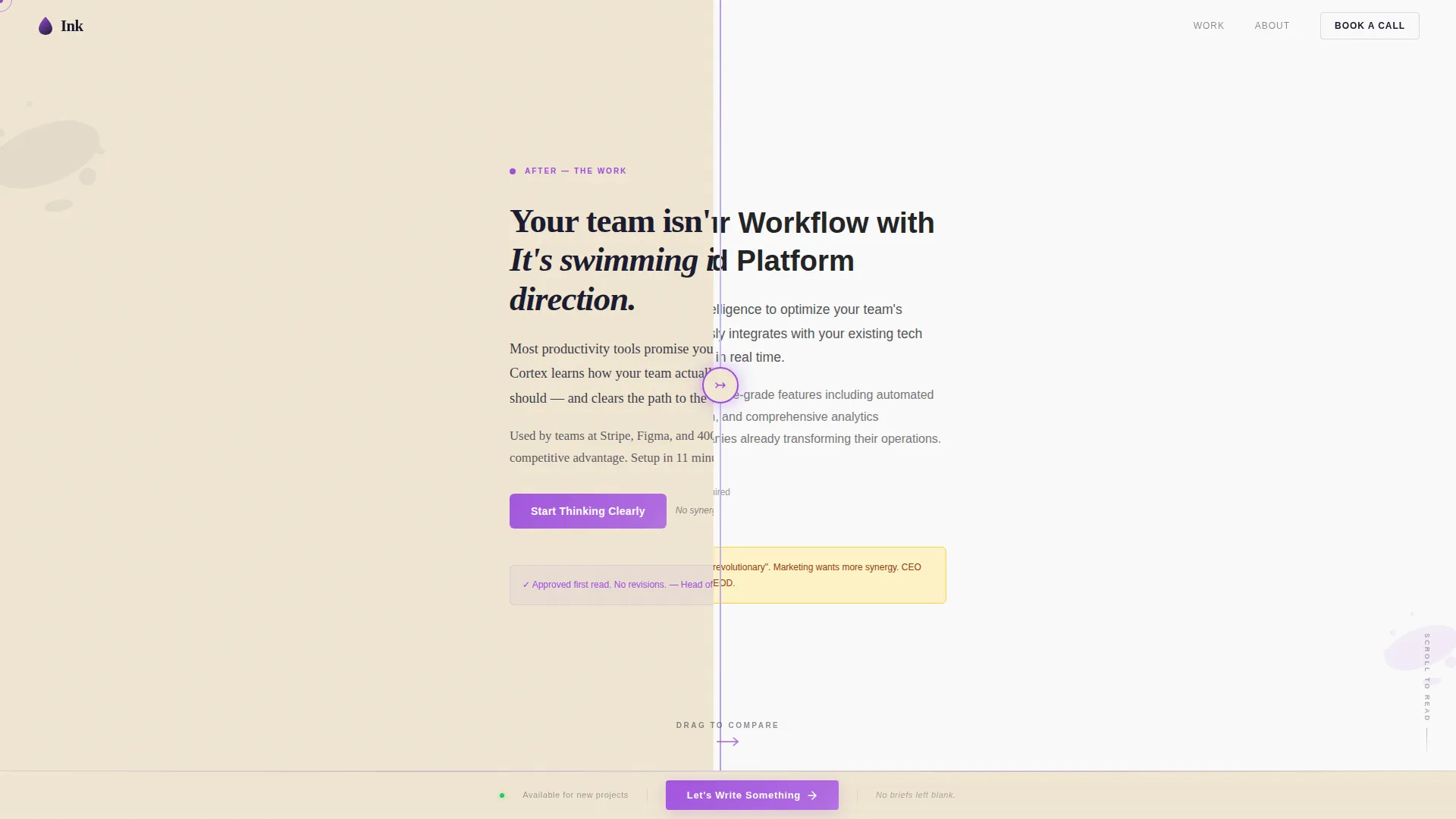 Writing & Content Portfolio Booking Website Template