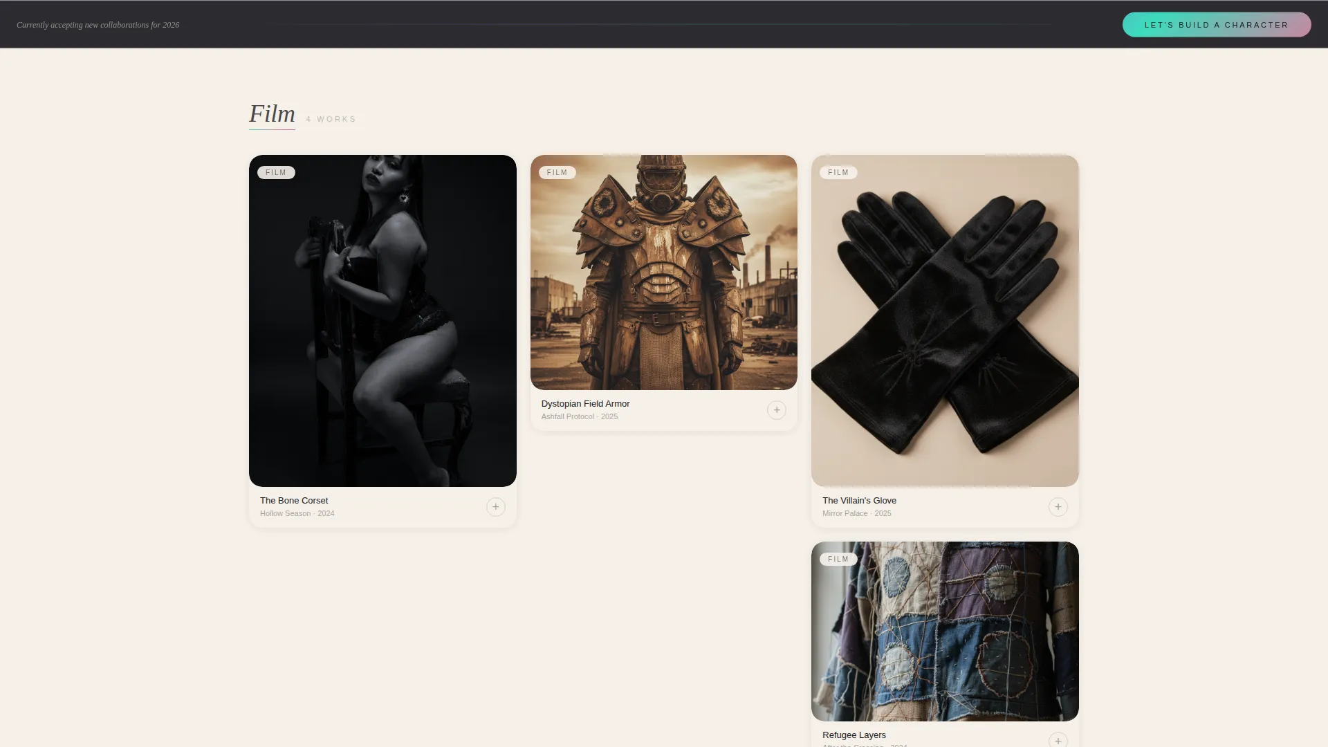Costume Designer Portfolio Directory Website Template