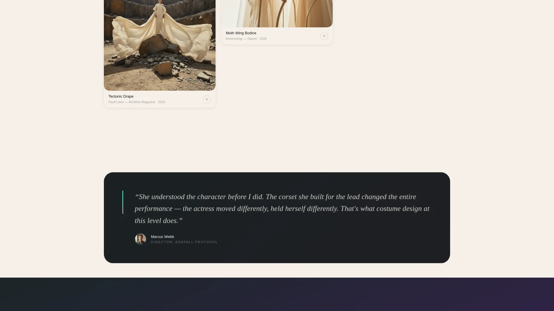 Costume Designer Portfolio Directory Website Template