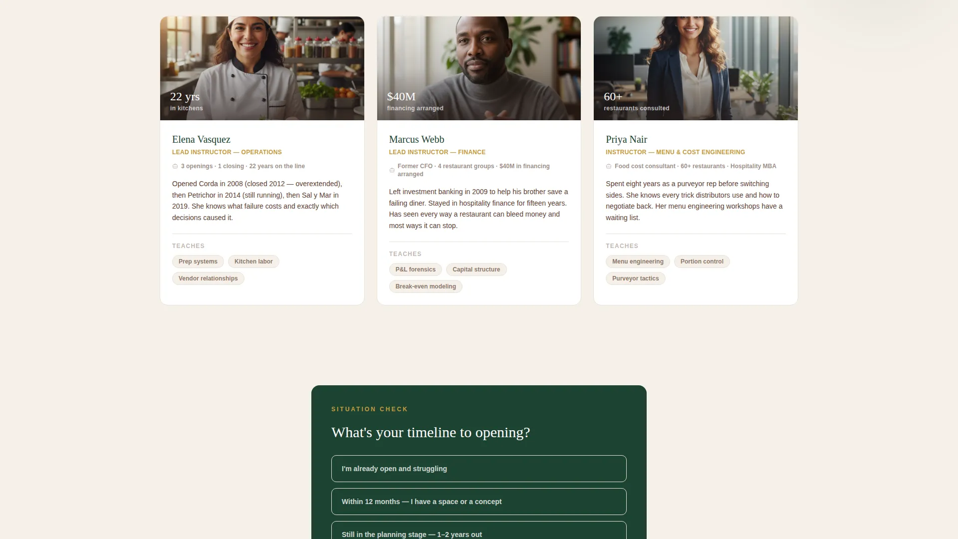 Culinary & Hospitality Education Specialist Professional Website Template