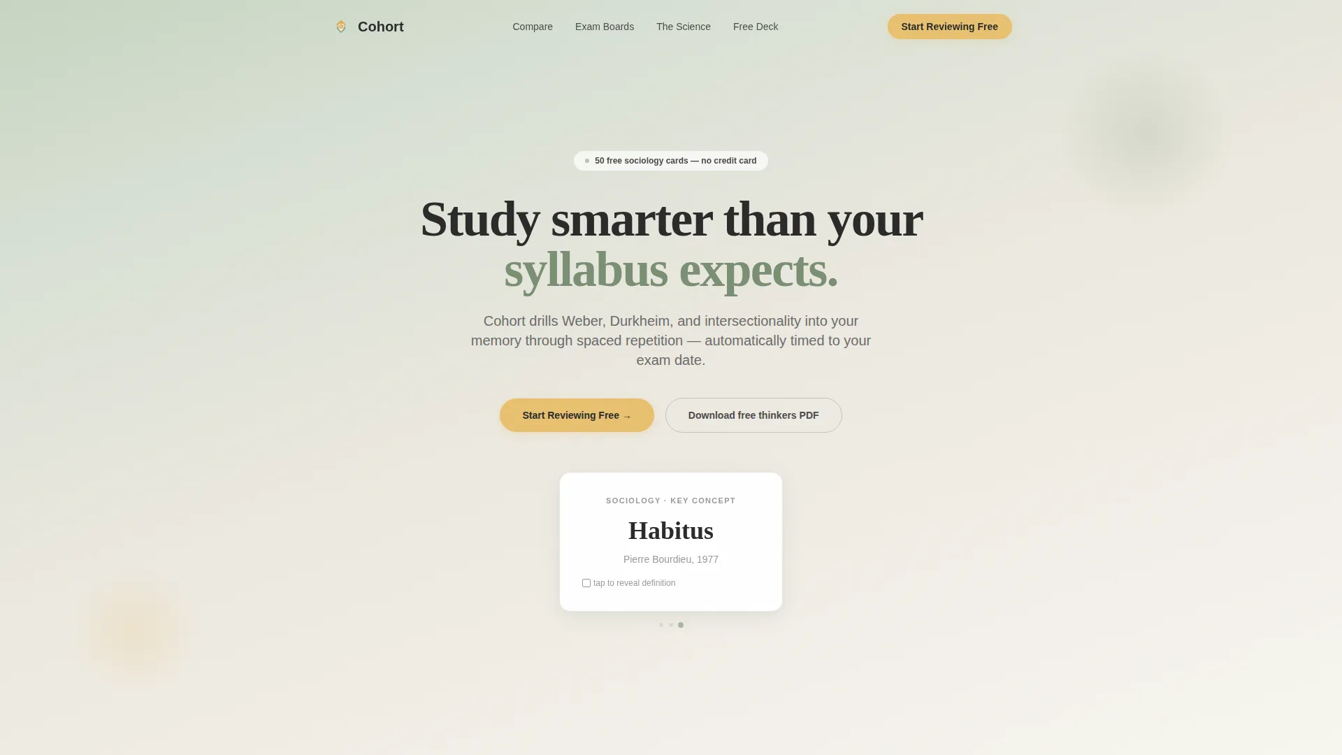 Sociology Flashcard App Landing Page Template