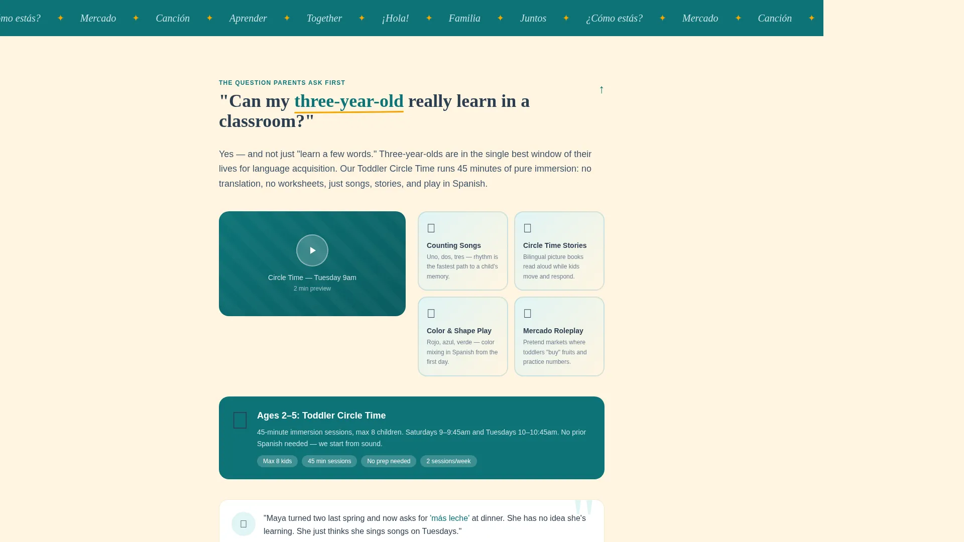 Spanish Language School Landing Page Template
