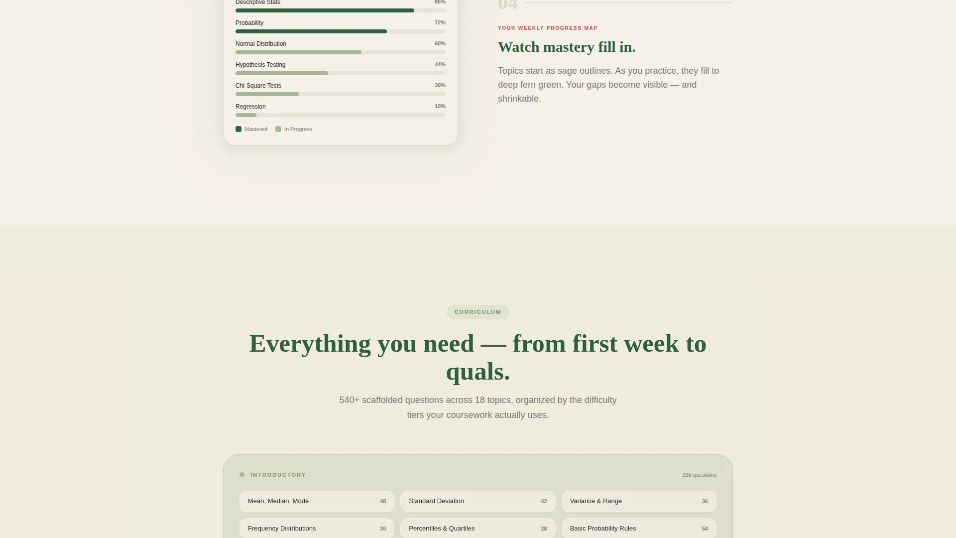 Statistics Practice Quiz App Landing Page Template