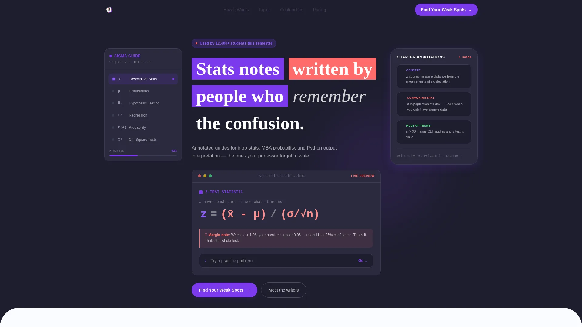 Statistics Study Guide Sidebar Landing Page Template