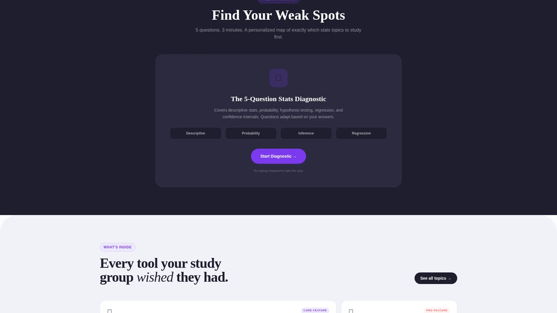 Statistics Study Guide Sidebar Landing Page Template