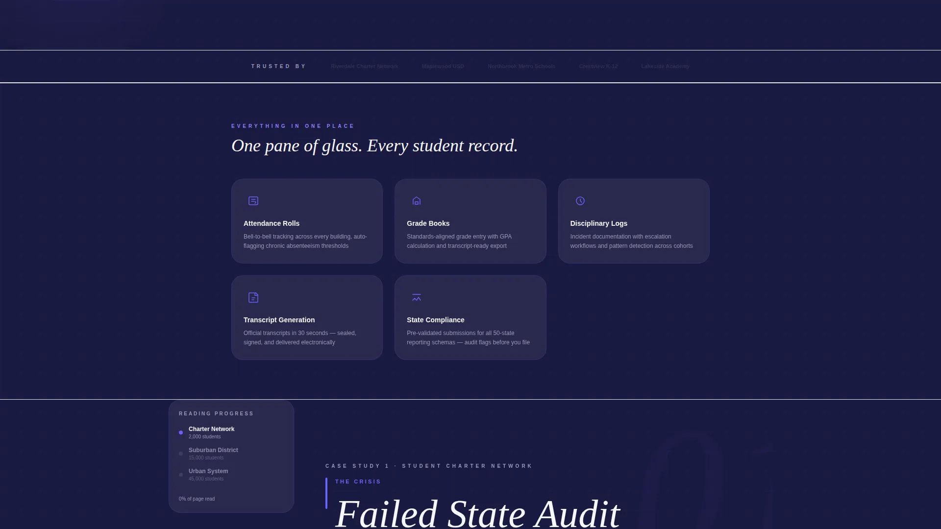 Edtech Landing Page Template for Student Information Systems