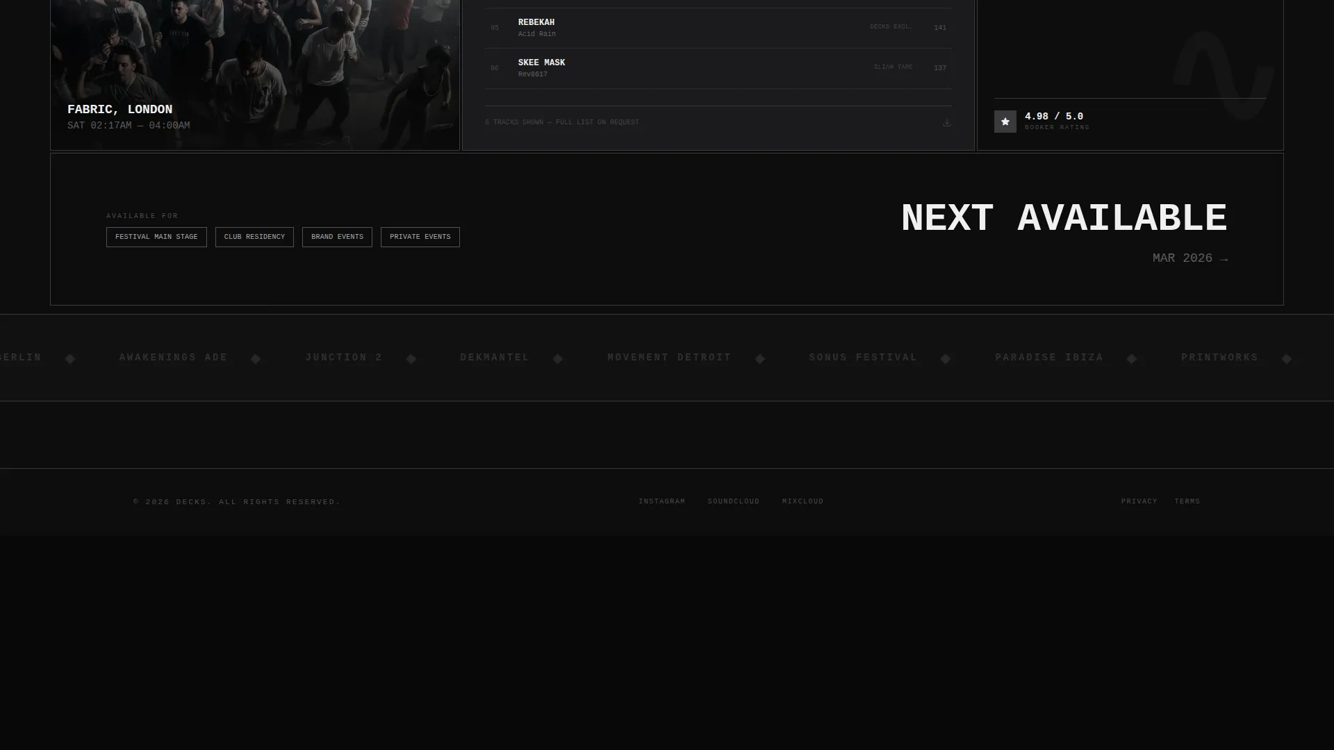 Brutalist DJ Portfolio & Mix Landing Page Template