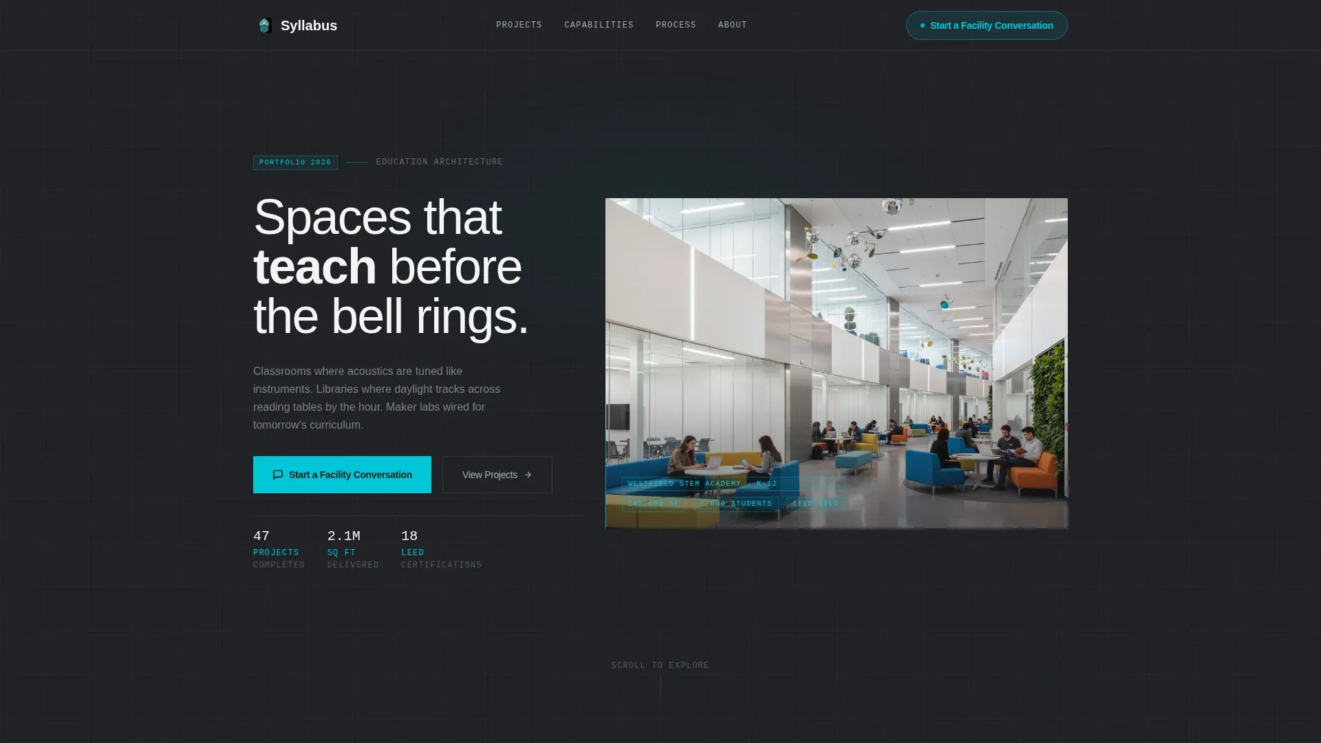 Education Facility Portfolio Landing Page Template