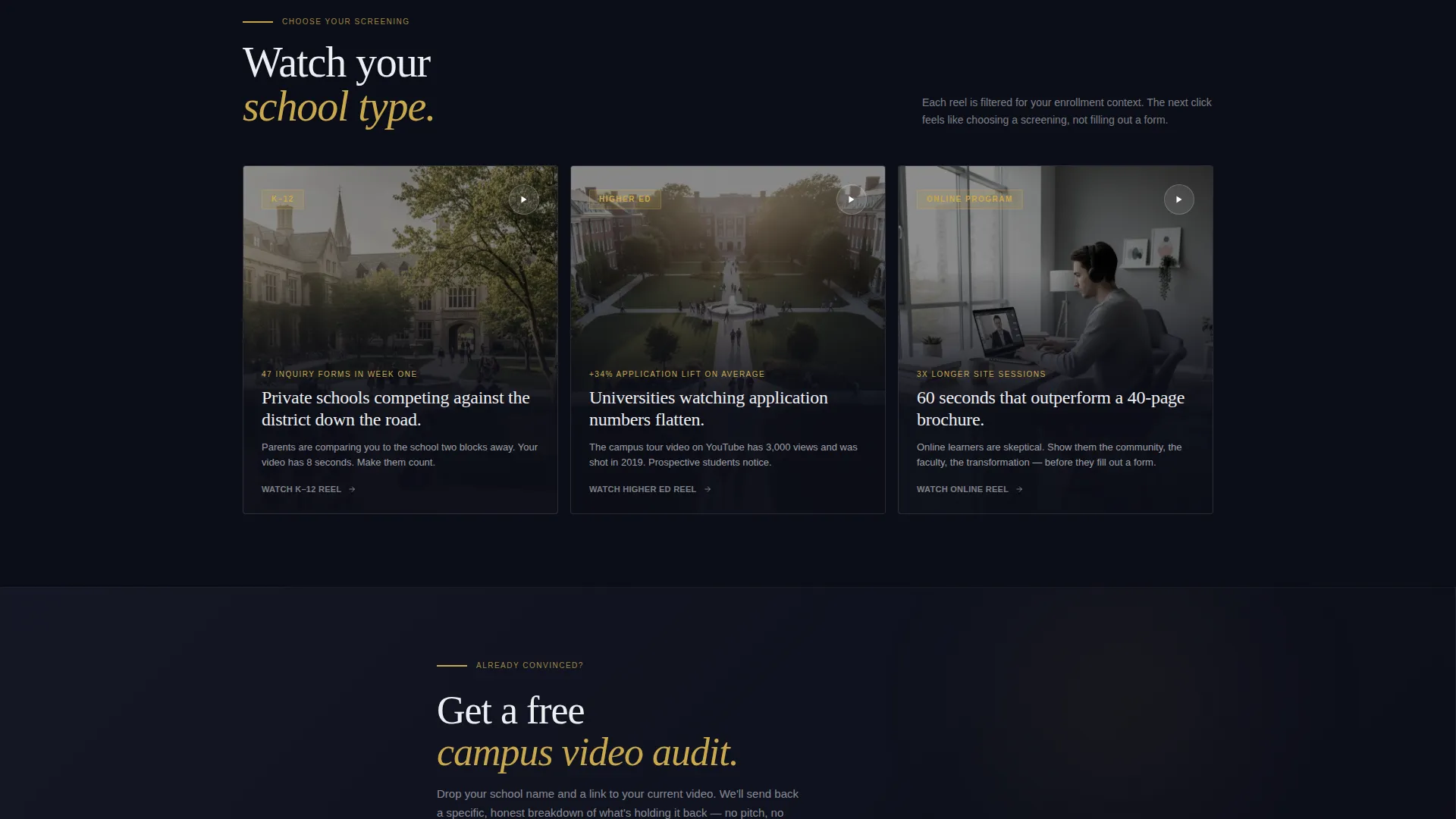 Cinematic Education Agency Landing Page Template