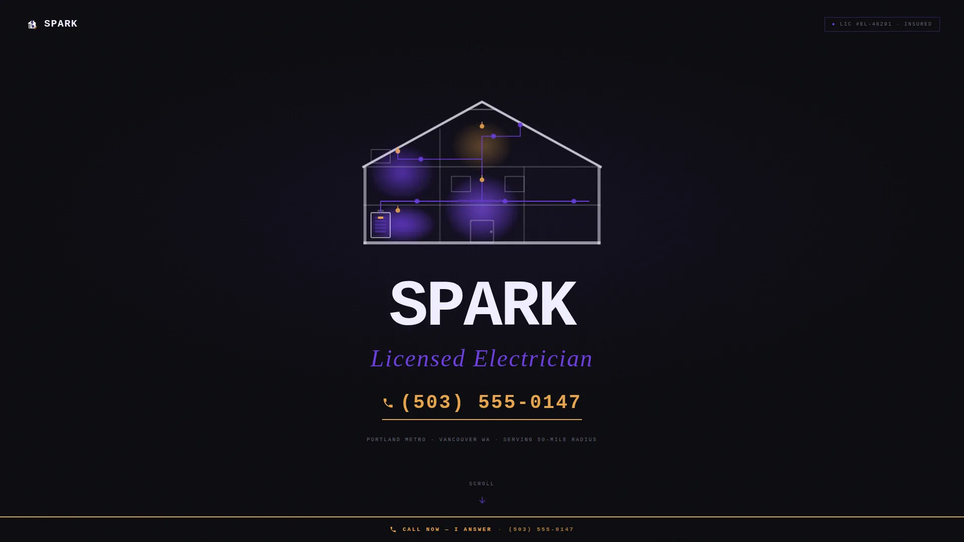 Electrician Landing Page Template for Digital Business Cards
