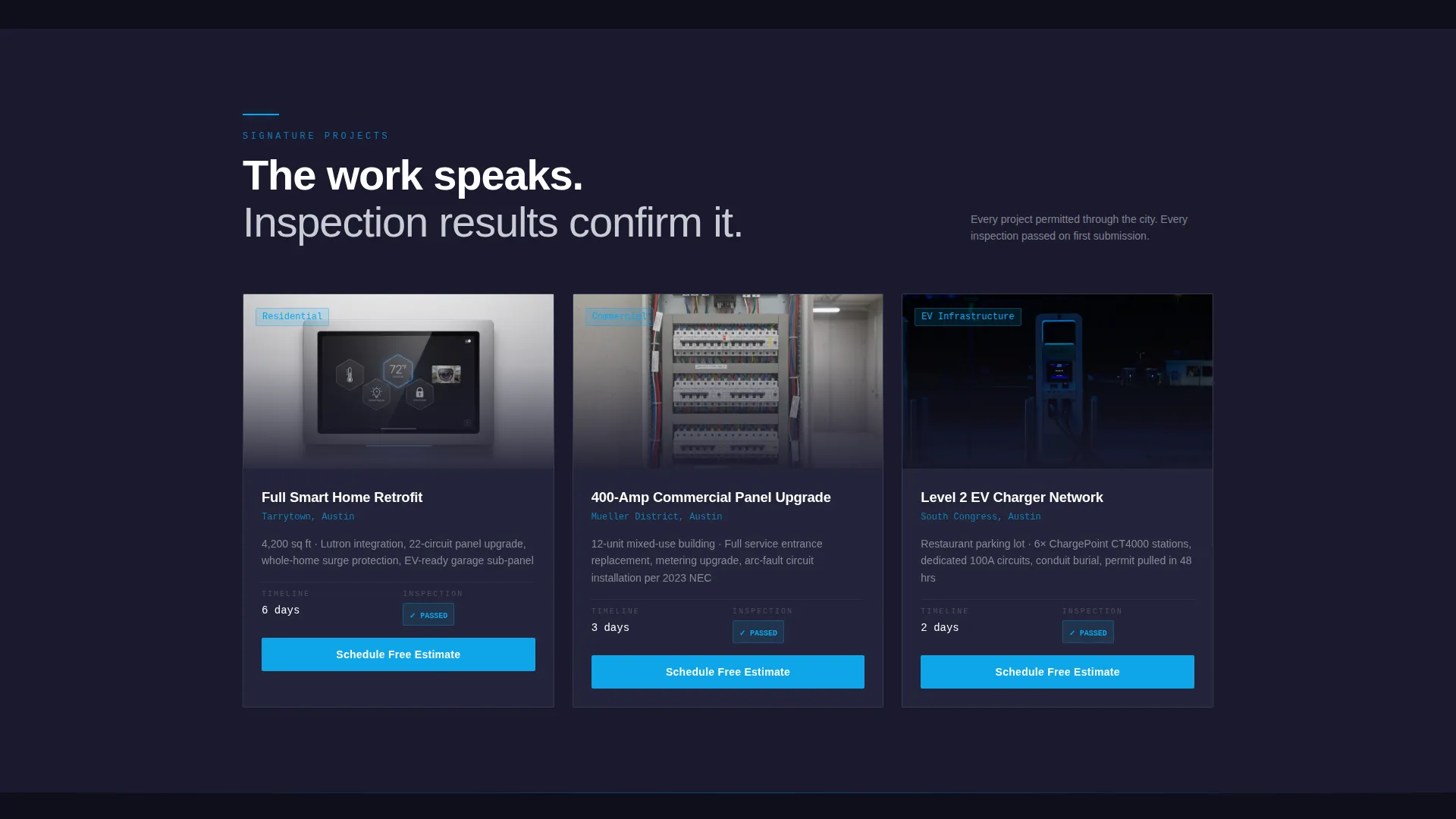 Licensed Electrician Personal Brand Landing Page