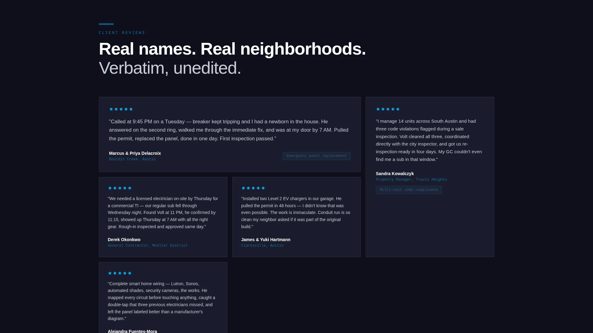 Licensed Electrician Personal Brand Landing Page