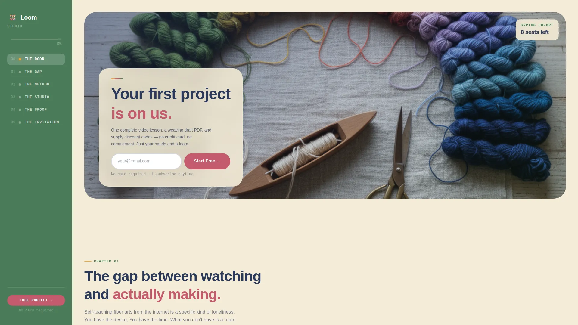 Fiber Art School Landing Page Template