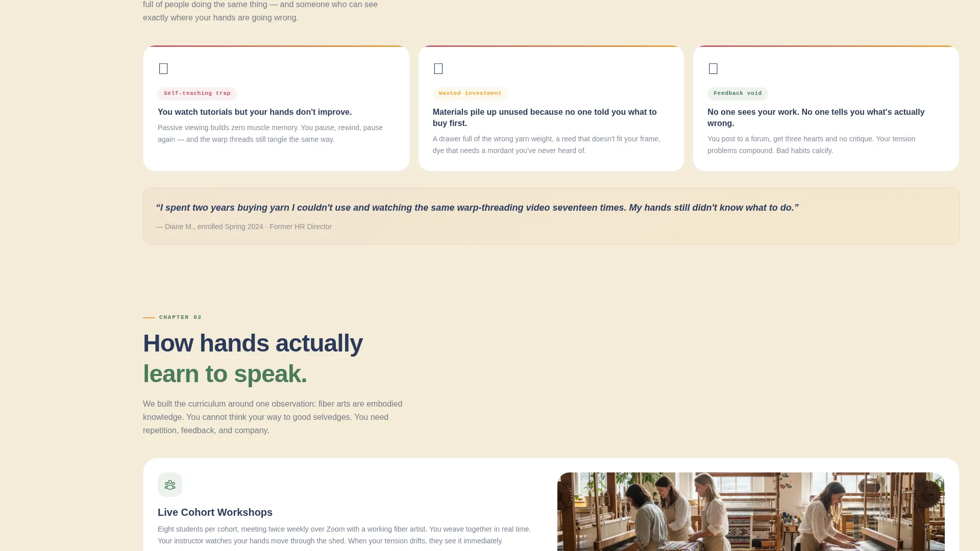 Fiber Art School Landing Page Template