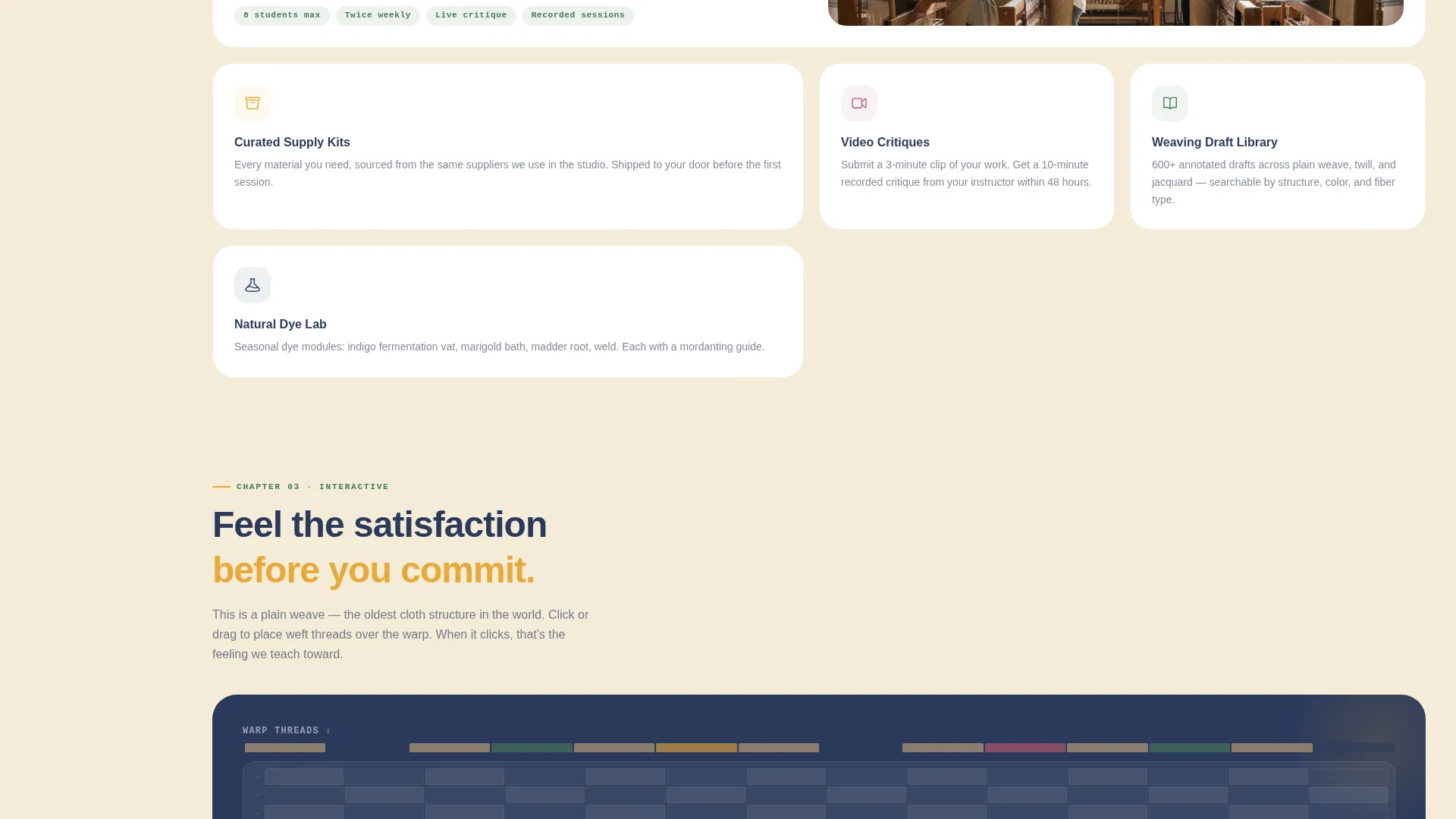 Fiber Art School Landing Page Template