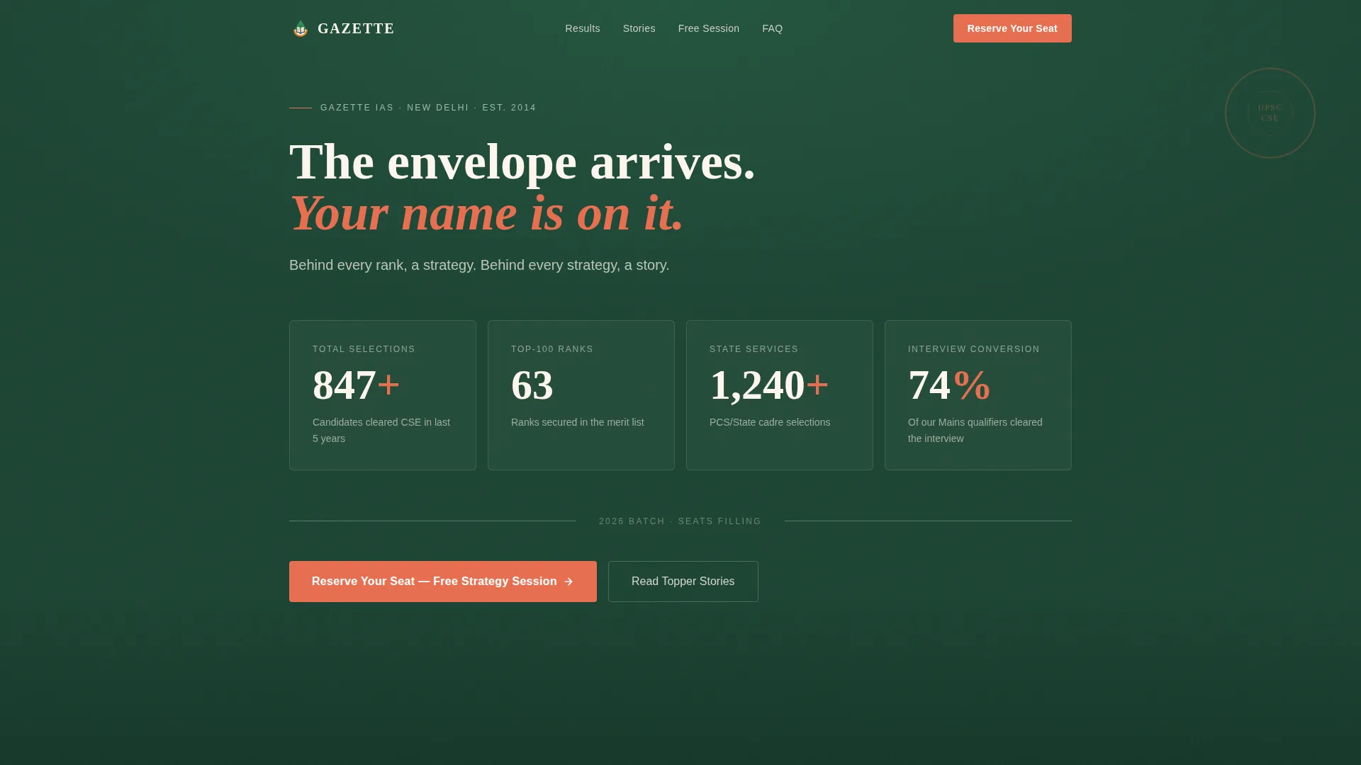 UPSC IAS Coaching Center Landing Page Template