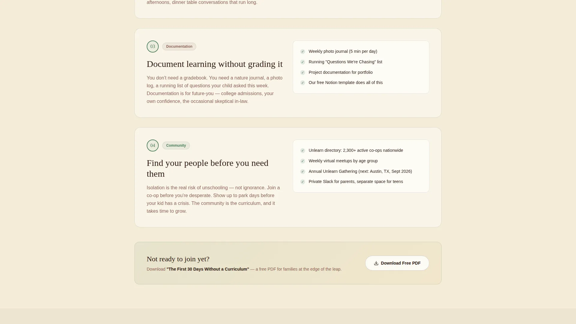 Unschooling Community Landing Page Template